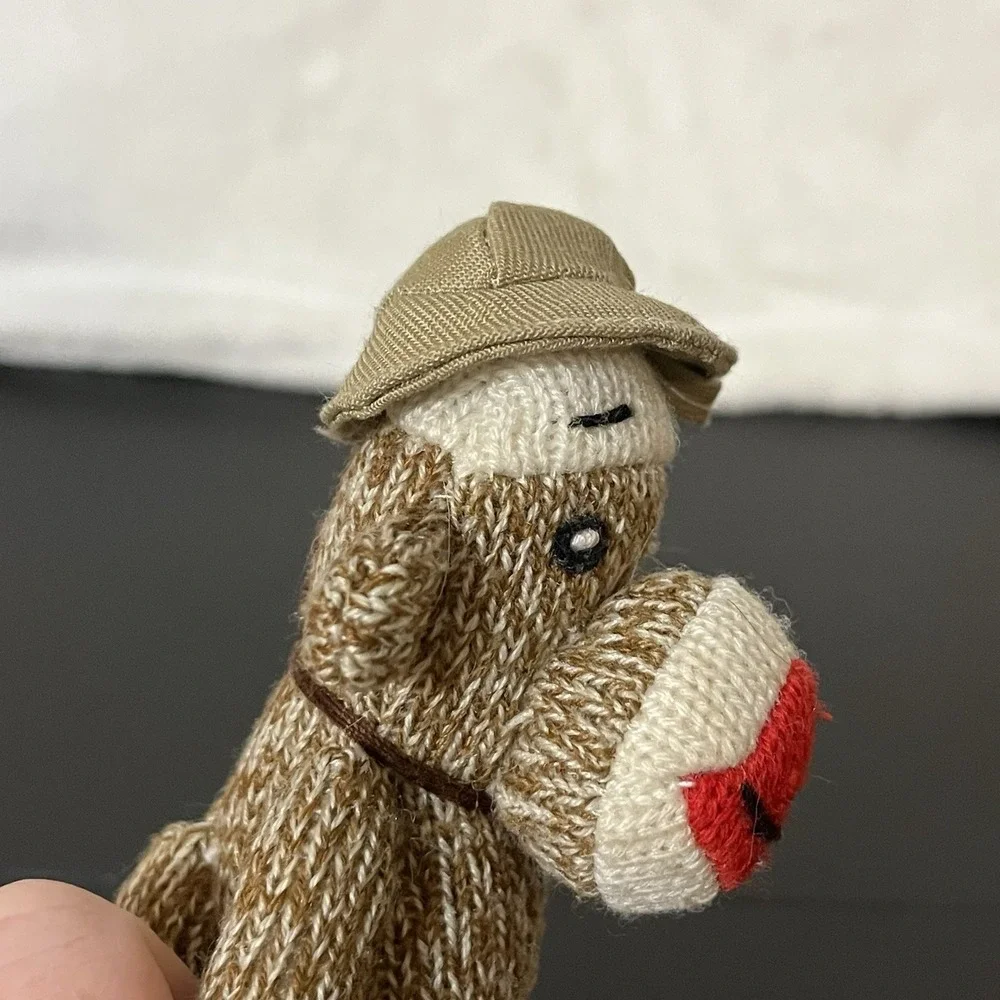 SOCK MONKEY Plush Small Stuffed Animal Toy w/ Safari Hat Cardinal Ind. 7.5
